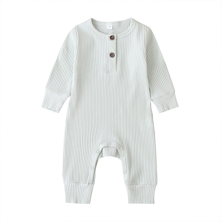 Baby's Ribbed Fabric Long Sleeve Romper