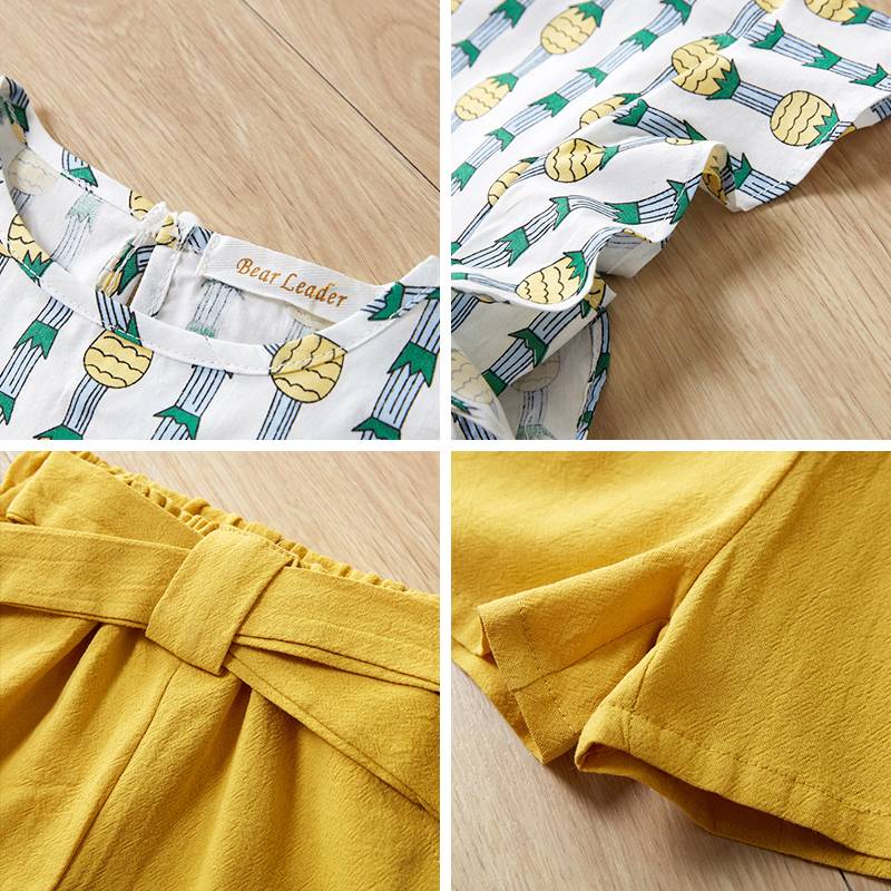 Girl's Floral Chiffon Top with Embroidered Bottoms Set